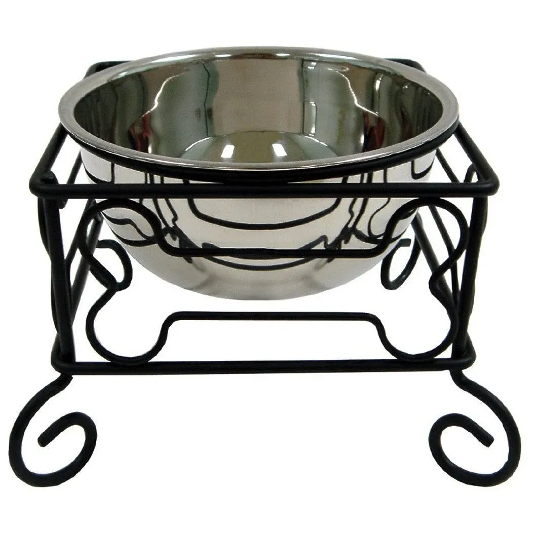 YML Wrought Iron Stand with Single Stainless Steel Feeder Bowl