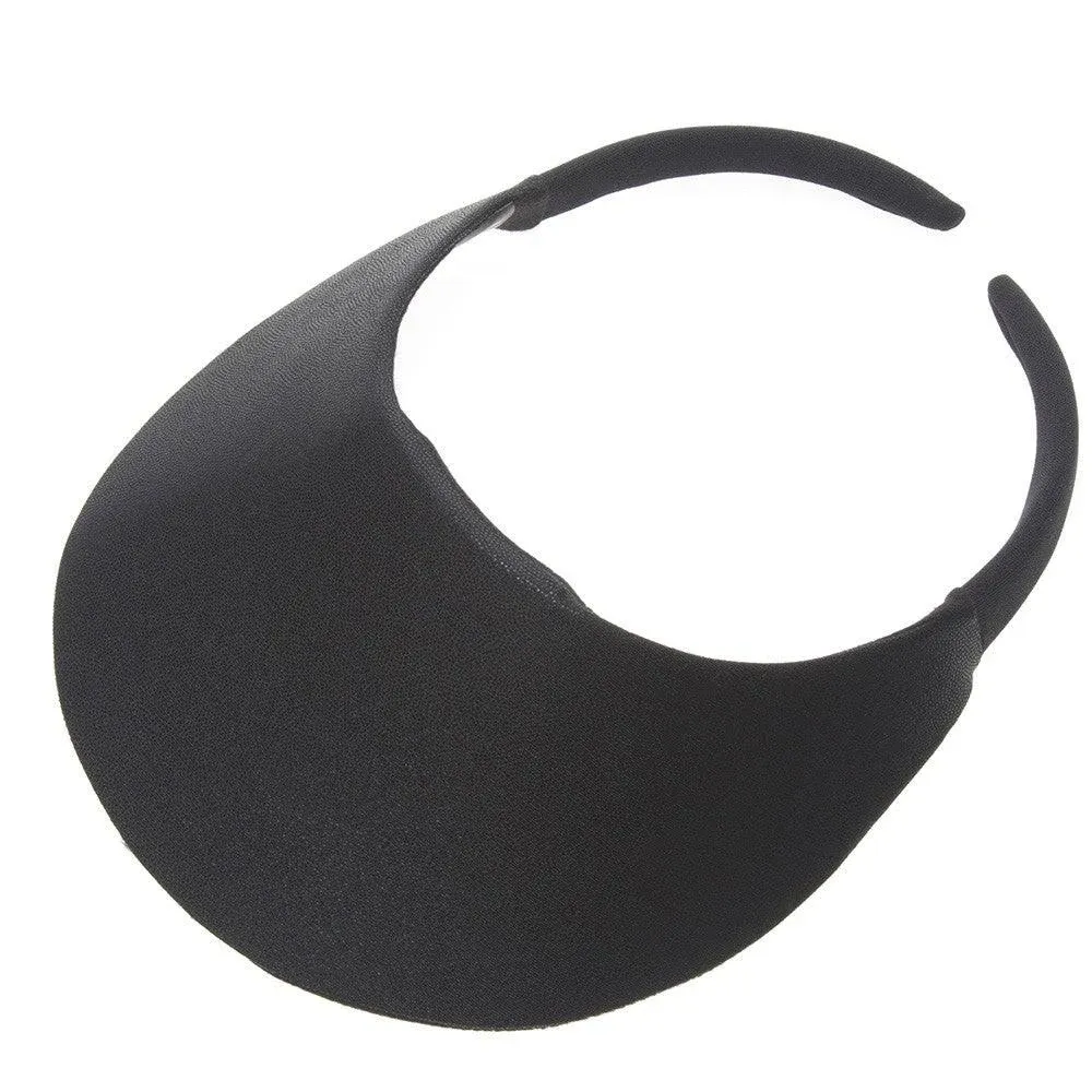 No Headache Round Brim Clip on Shimmer Fabric Sun Visor Black