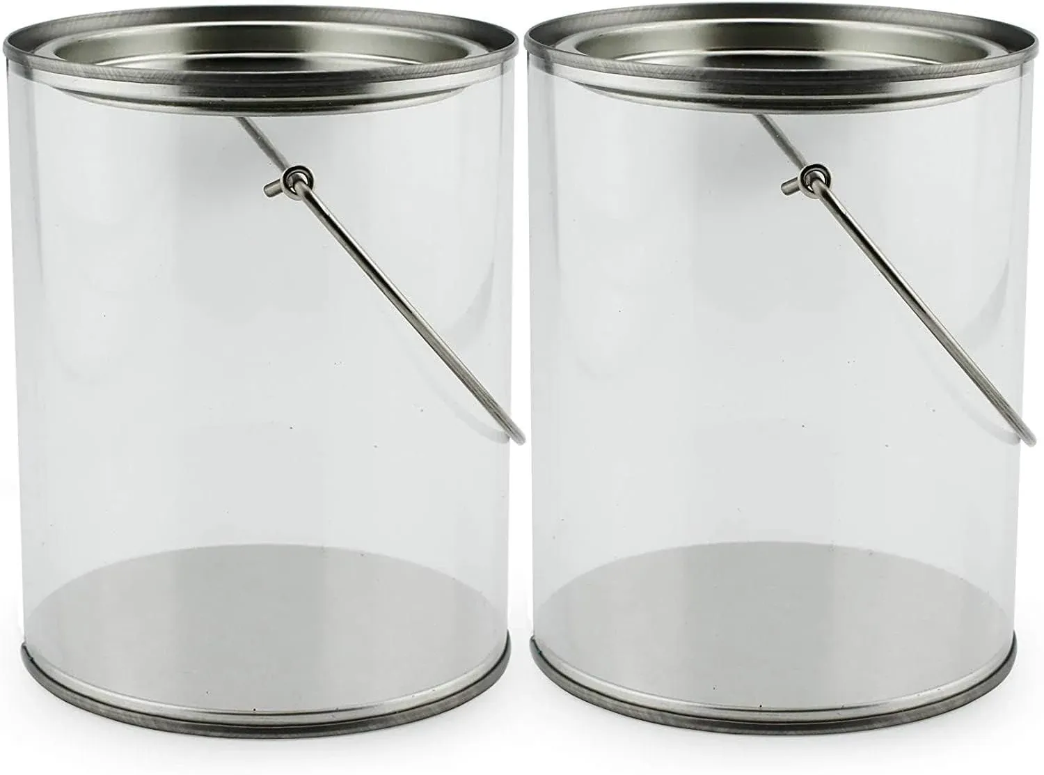 Quart Clear Plastic Paint Cans 2pk; Decorative Faux Small Party Paint Buckets