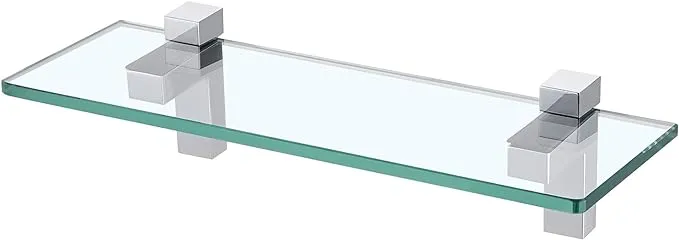 Kes Bathroom Tempered Glass Shelf 14" 8MM-Thick Wall Mount Rectangular, Polished ...