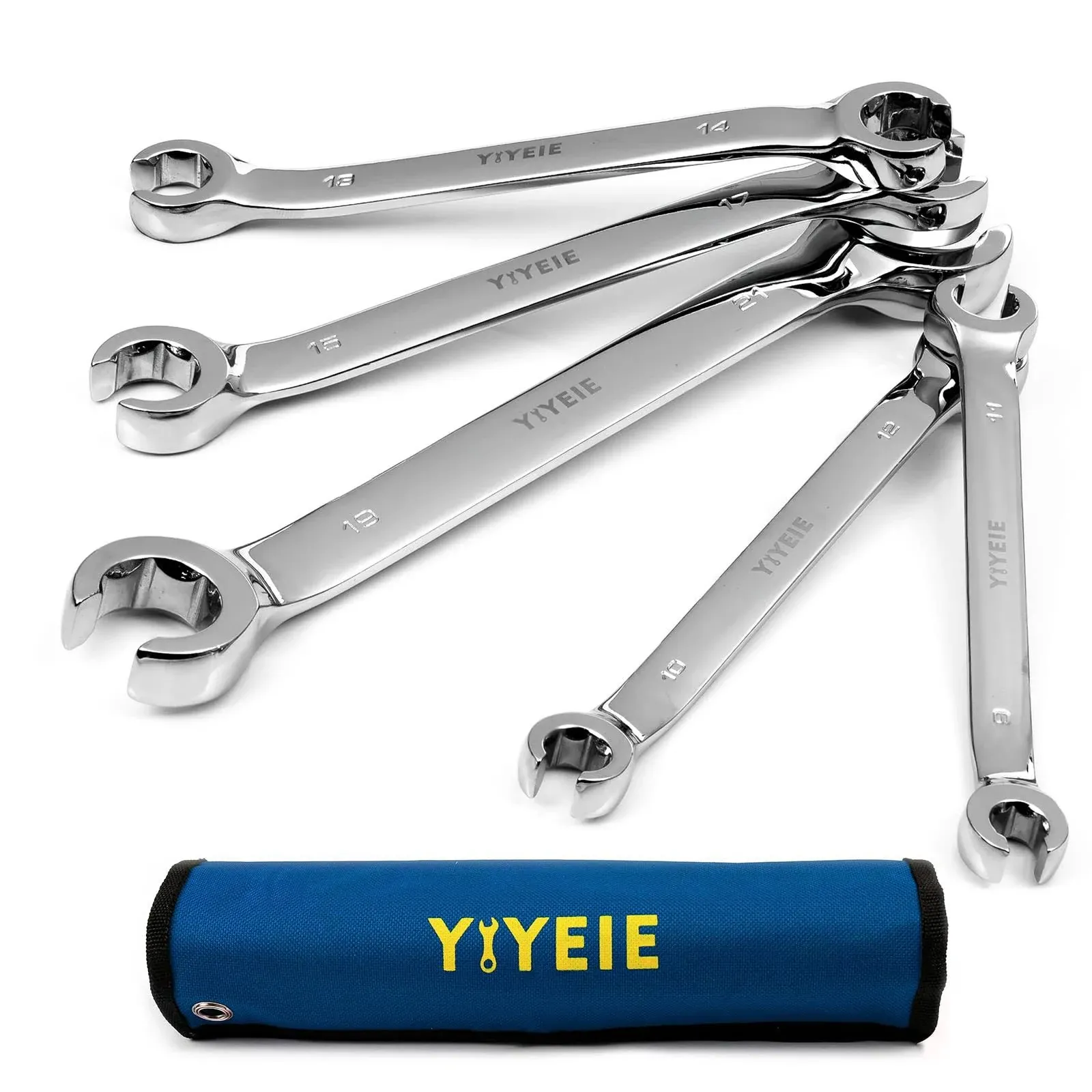 YIYEIE Flare Nut Wrench Set, Metric 5-Piece, Brake Line Wrench Set 9, 10, 11, 12 ...