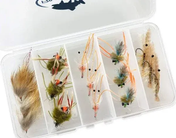 RiverBum Redfish Flies Assortment Kit with Fly Box, Crazy Charlie, Assorted ...