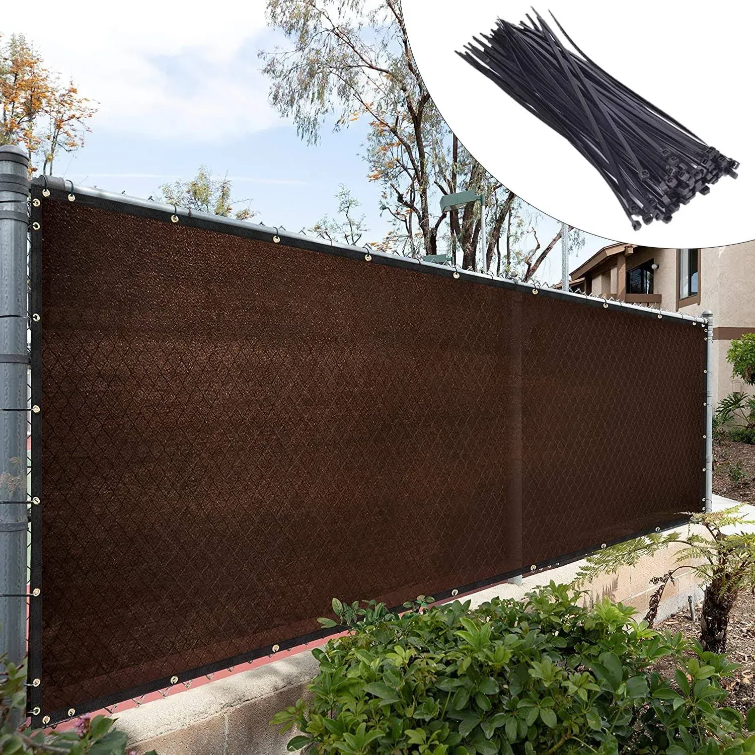 Royal Shade 6' x 50' Green Fence Privacy Screen Cover Windscreen with Heavy Duty Brass Grommets -Cable Zip Ties Include -Make Custom Size