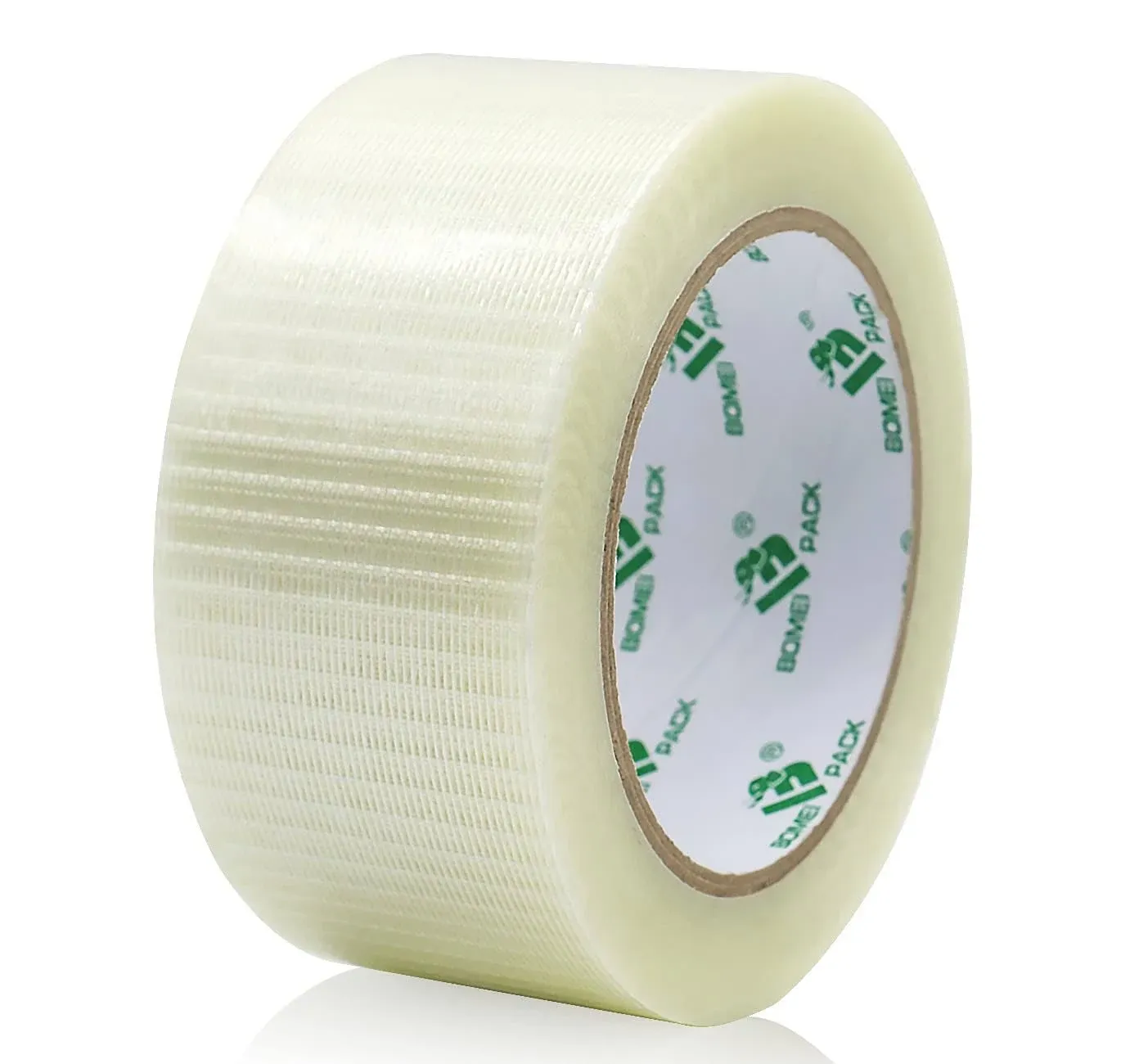 BOMEI PACK Transparent Bi-Directional Filament Strapping Tape, 6.7 Mil x 2 Inch x 30yds, Fiberglass Reinforced Tape