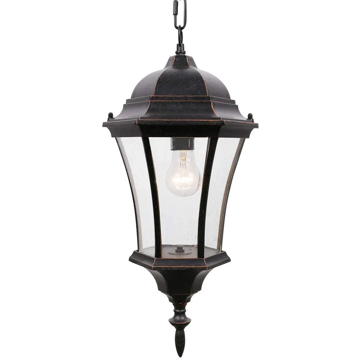 GOALPLUS Outdoor Pendant Light Fixture, 17 3/4" High Bronze Ceiling Hanging Porch ...