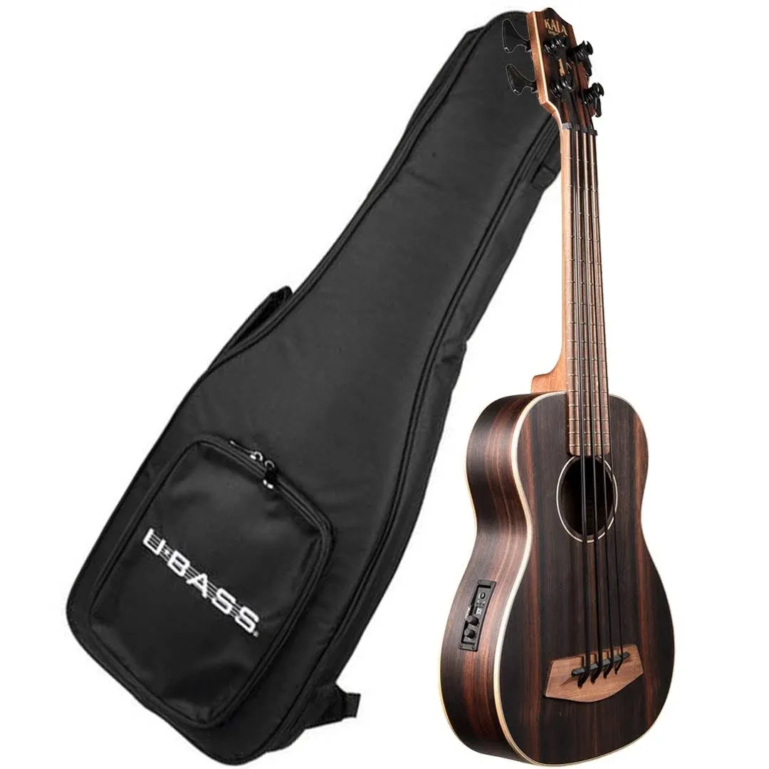 Kala U-BASS Striped Ebony Acoustic Electric Satin Finish with Deluxe Gig Bag