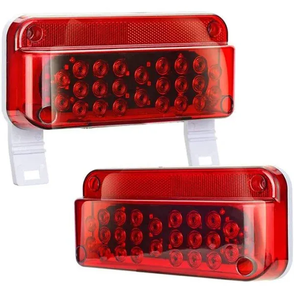 Limicar RV Tail Lights LED 53 Red Trailer Stop Turn Tail Camper W White License ...