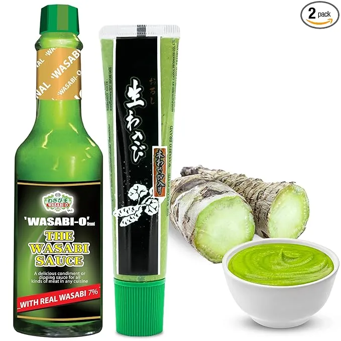 Wasabi-O Authentic Japanese Wasabi Sauce 62g & Wasabi Paste 43g Made with Fresh Real Wasabi - Japanese Real & Fresh Hot Sauce Made with Premium Wasabi