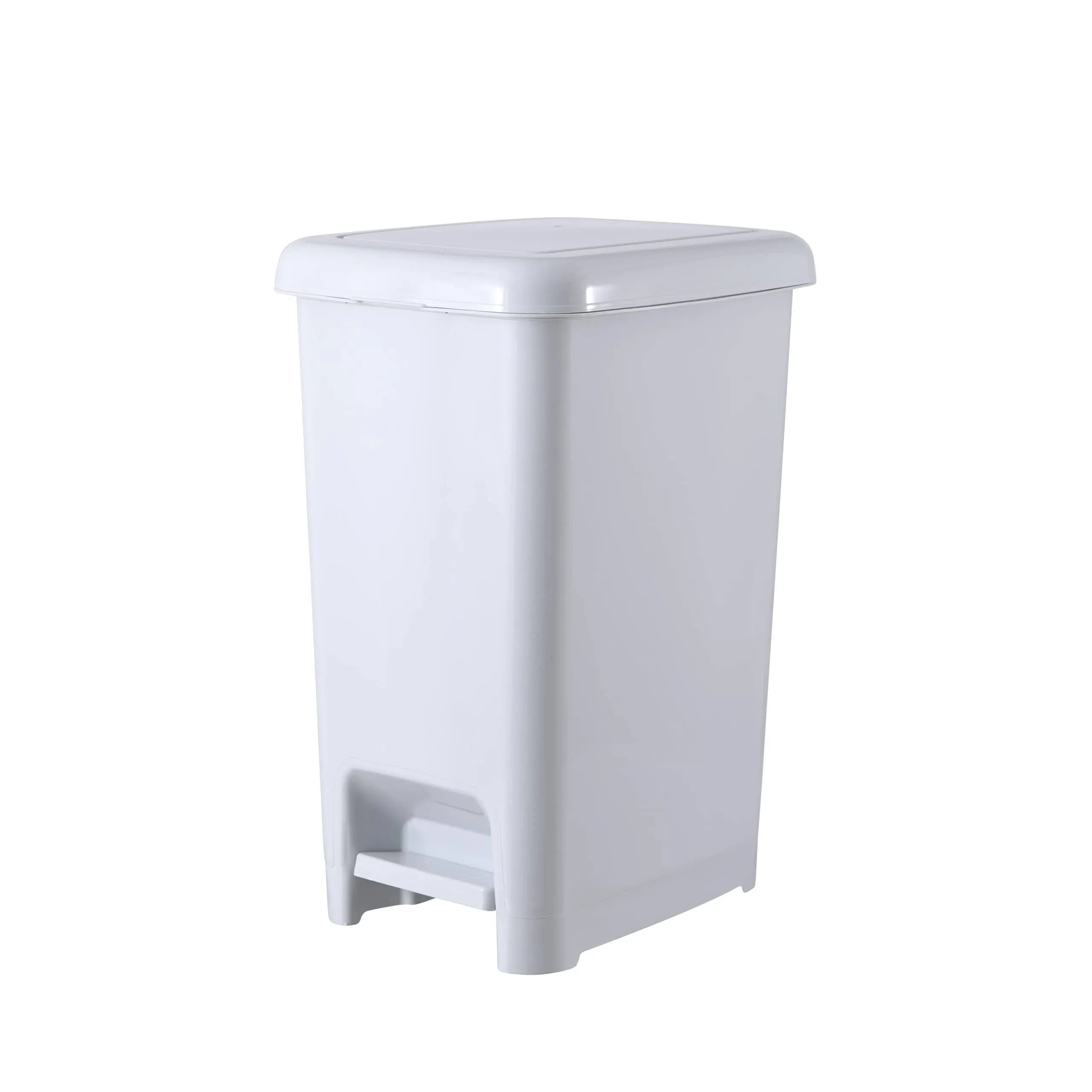 Superio Slim Trash Can with Foot Pedal – 6.5 Gallon Step-On Trash Can, Plastic Garbage Can with Lid, Trash Can for Bathroom, Bedroom, RV, Kitchen, Office, Patio, or Dorm – White Smoke