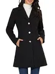 Unique Bargains Women's Notched Lapel Single Breasted Long Sleeve Winter Coats Xs ...