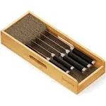 SpaceAid Knife Drawer Organizer Bamboo Insert Dock, Kitchen Steak Knives Holder Organizers Block for Drawer in Storage Organization (Small, Black)