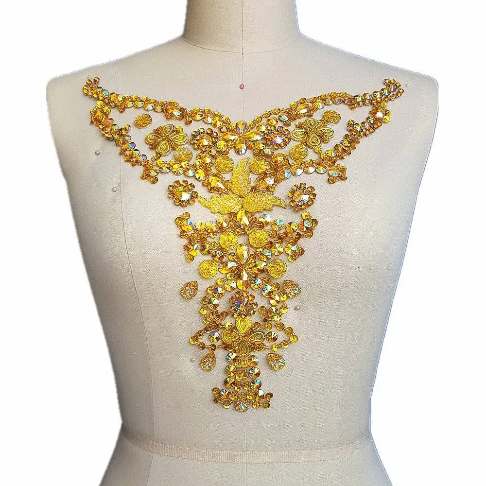 Bridal Applique Beaded Sequin Neckline Design Patch Sewing Wedding Collar Dresses