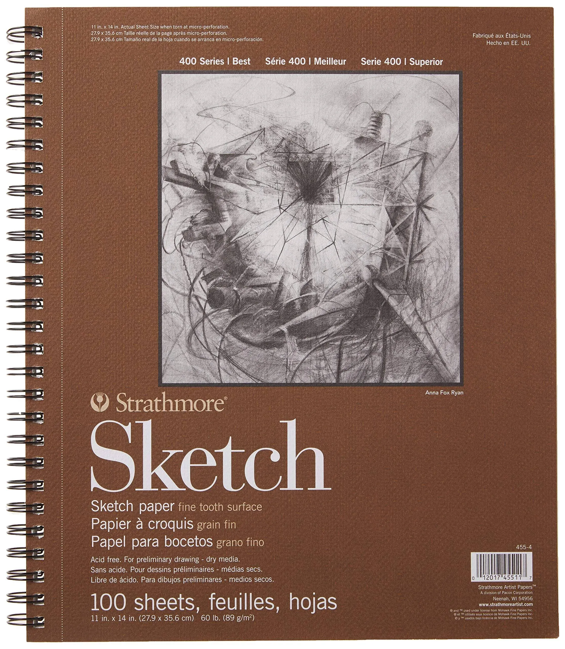 Strathmore 400 Series Sketch Pad, Recycled Paper, 5.5x8.5 inch, 100 Sheets - Artist Sketchbook for Drawing, Illustration, Art Class Students