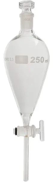 GSC International Separatory Funnel with Glass Stopcock, 250ml