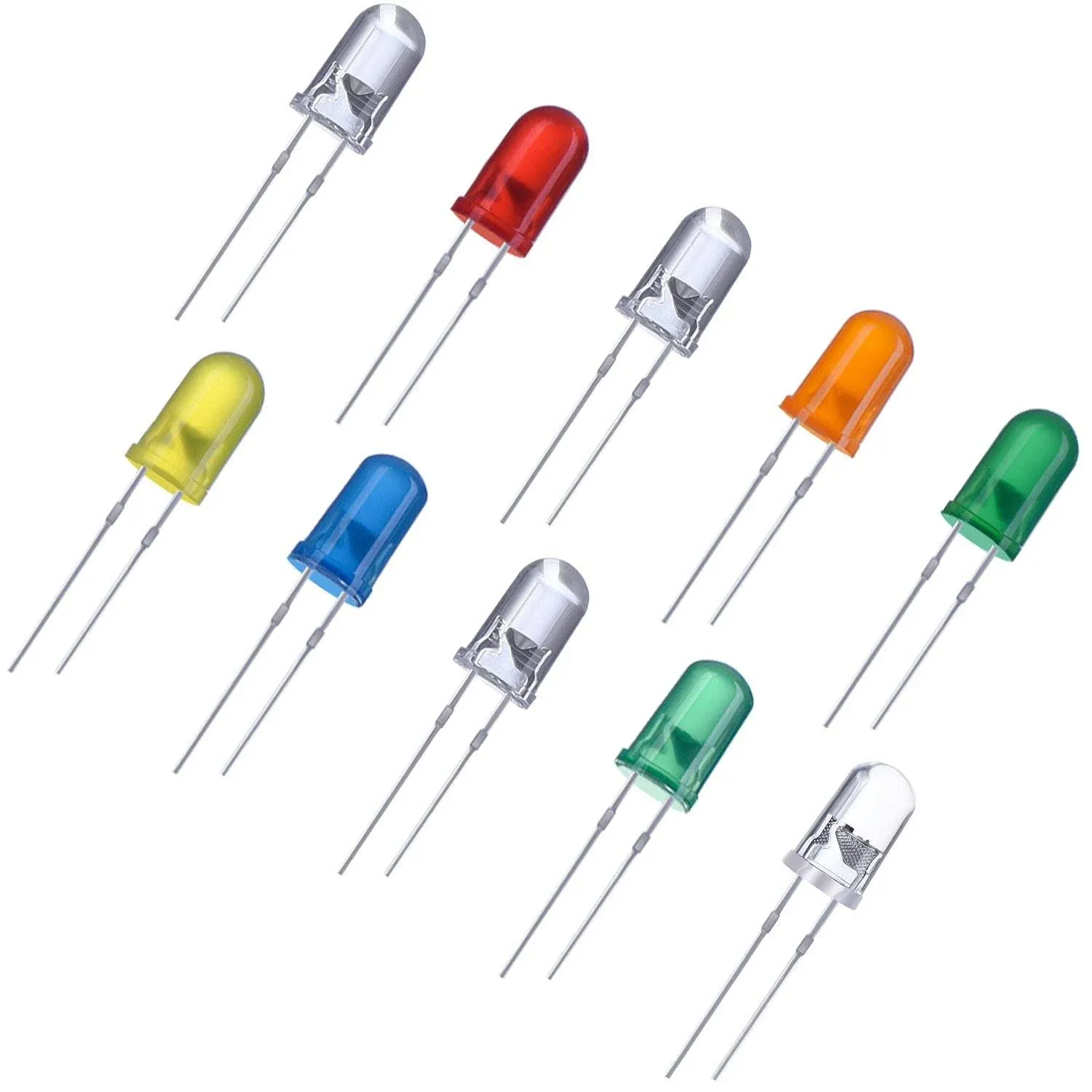 100 Pieces Clear LED Light Emitting Diodes Bulb Lamp, 5 mm (Multicolor)  