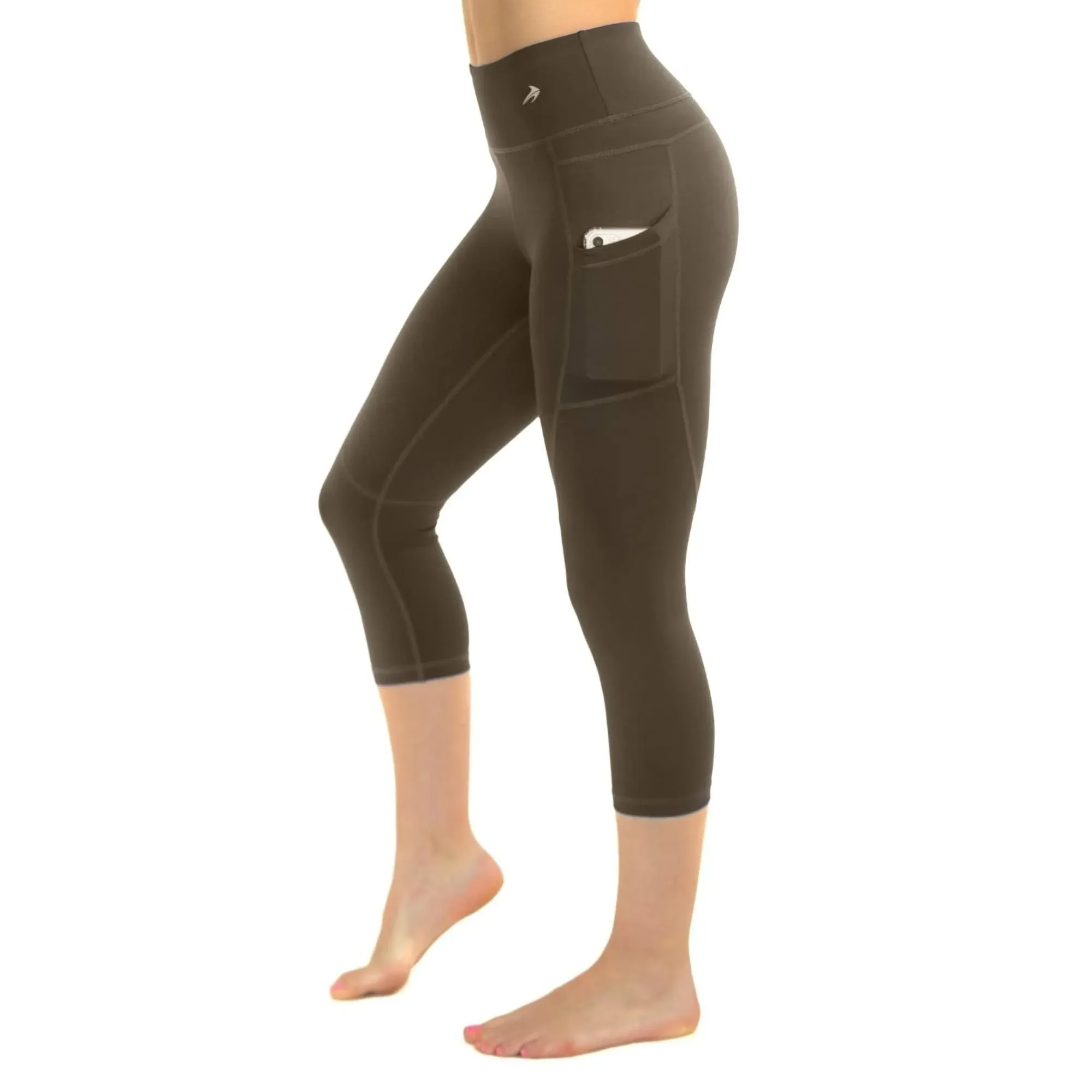 "Women's Compression Capris W/ Pockets - Olive"