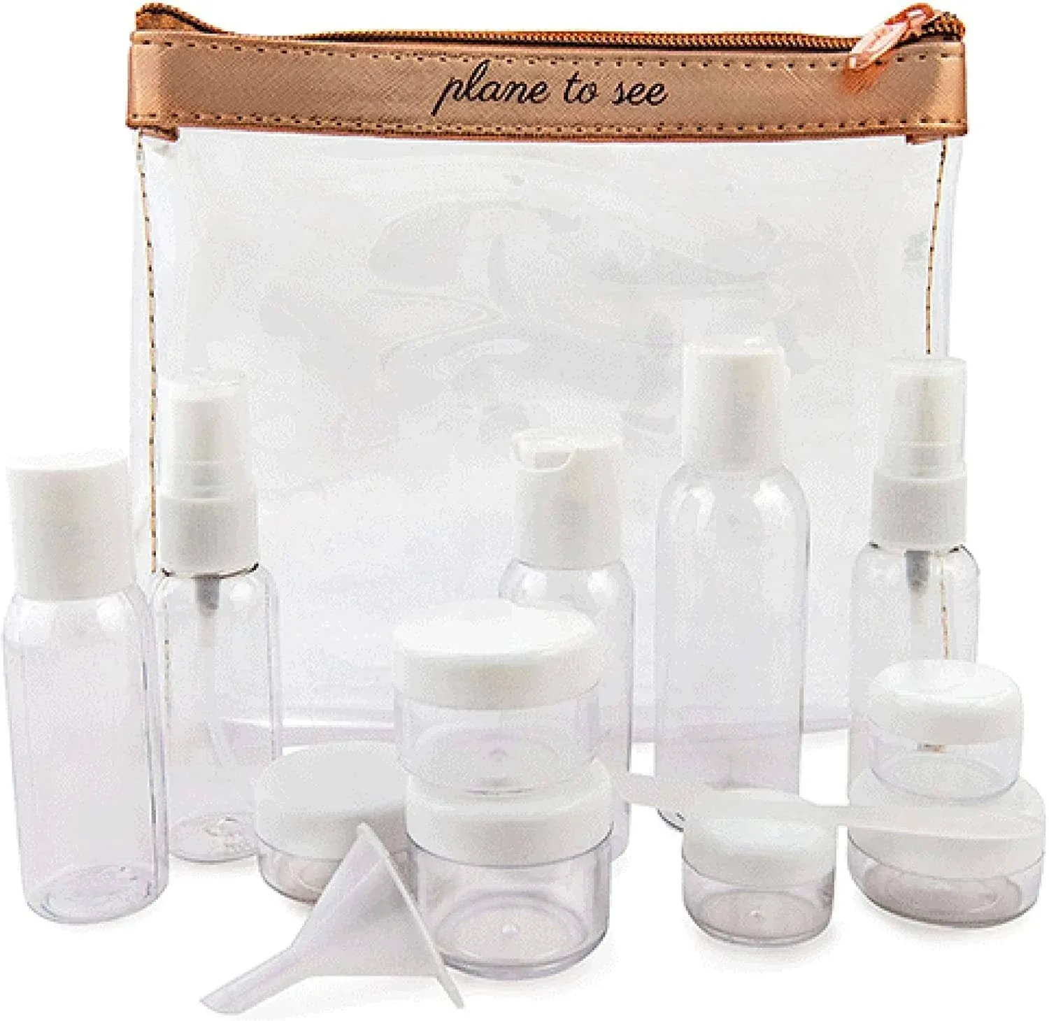 Miamica TSA Compliant Travel Bottles and Toiletry Bag Kit Clear/Rose Gold