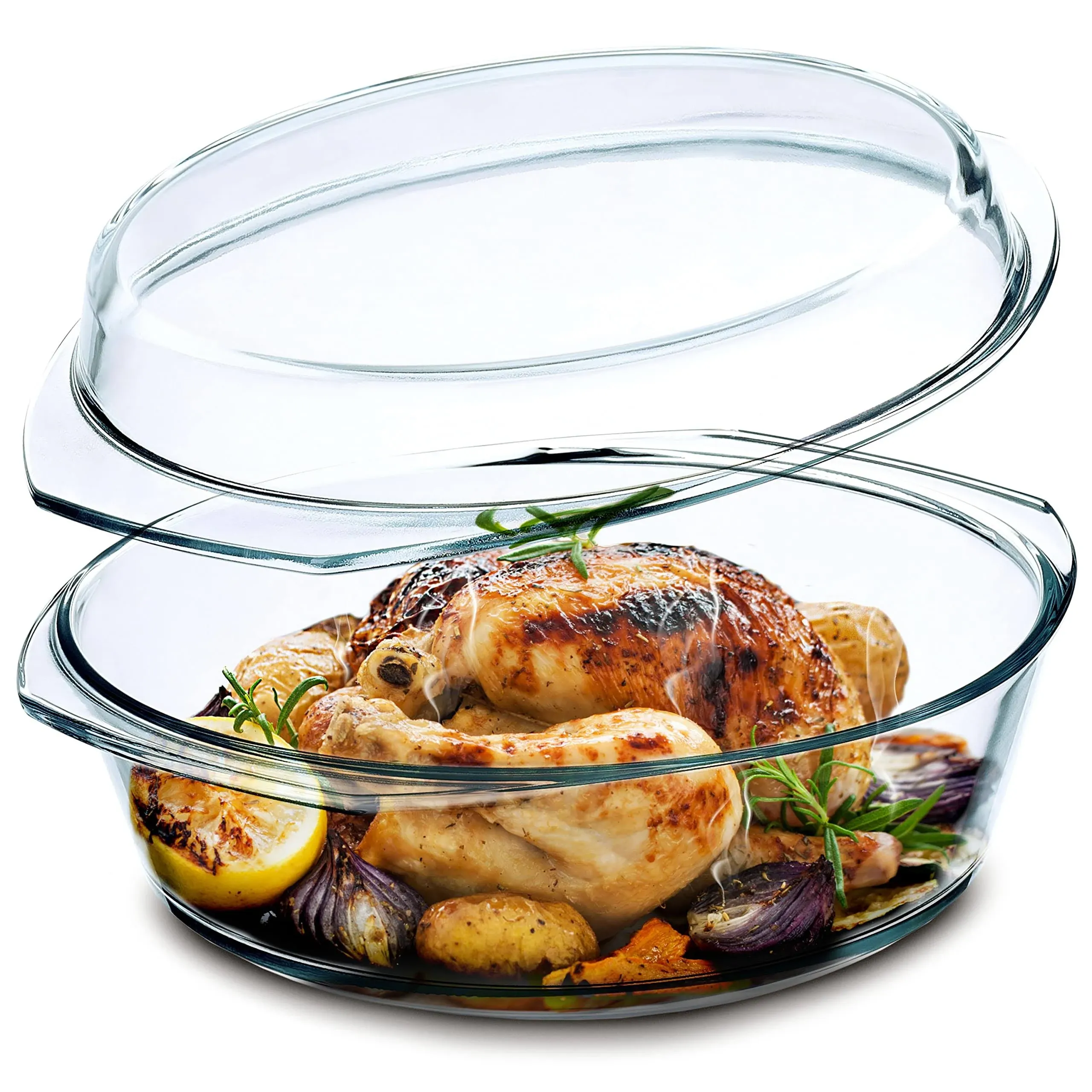 simax Clear Round Glass Casserole | with Lid, Heat, Cold and Shock Proof, Made in ...