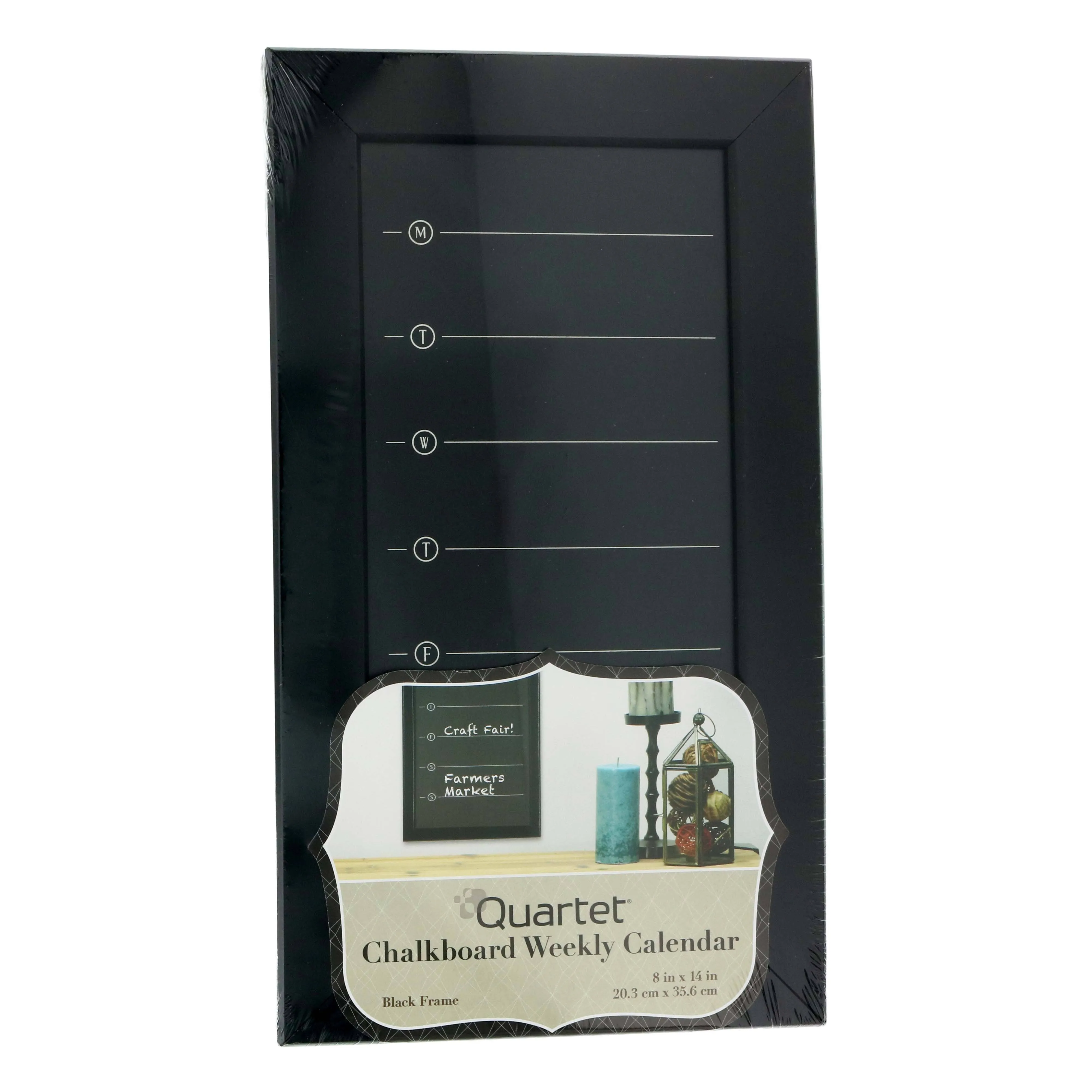 Quartet Weekly Calendar Chalkboard 8" x 14" Home Organization Black Frame (50720)