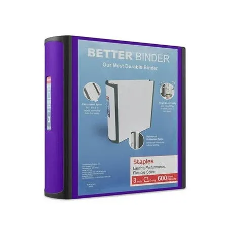 Staples 3&#034; 3-Ring Better Binder Purple 2/Pack ST55896-CCVS