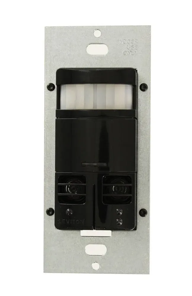 Leviton OSSMT-GDE Multi-Technology PIR/Ultrasonic Wall Switch and Occupancy Sensor, Black