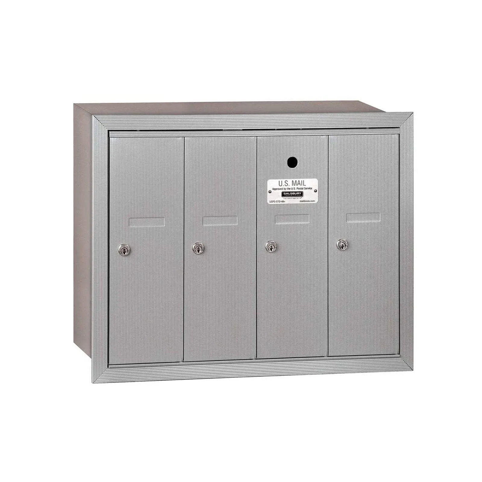 Salsbury Industries 3504ARU Vertical Mailbox - 4 Doors - Aluminum - Recessed ...