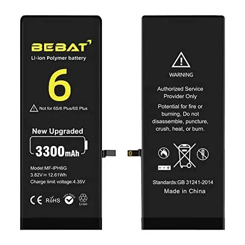 BEBAT Replacement for iPhone 6 Battery, 3300mAh High Capacity Li-ion Polymer... 