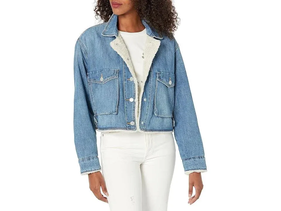 Blank Nyc Cropped Denim Jacket with Sherpa Lining in Crash Course : SM