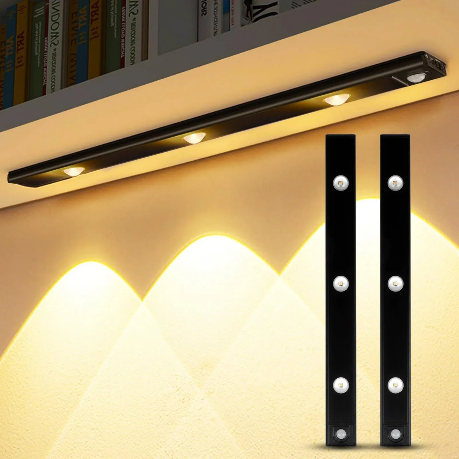 GARTO LED Under Cabinet Lights USB Rechargeable, Slim Closet Lights Motion ...