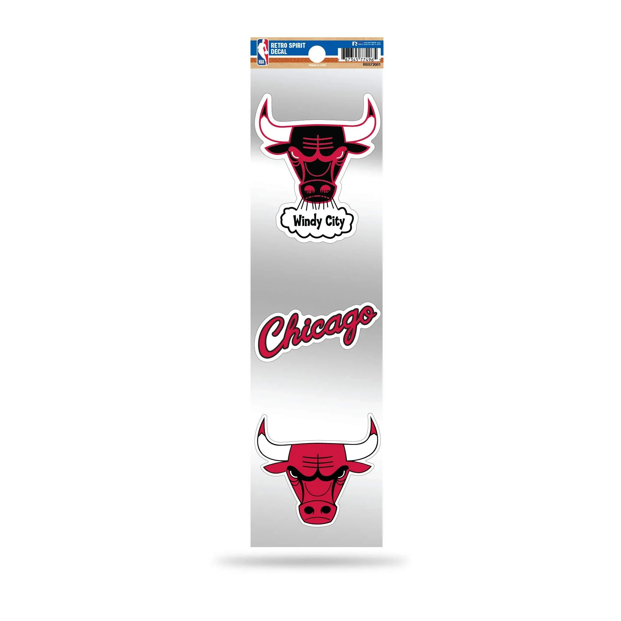 NBA Chicago Bulls NBA 3-Piece Retro Spirit Decals, Team Color, Size of Individual ...