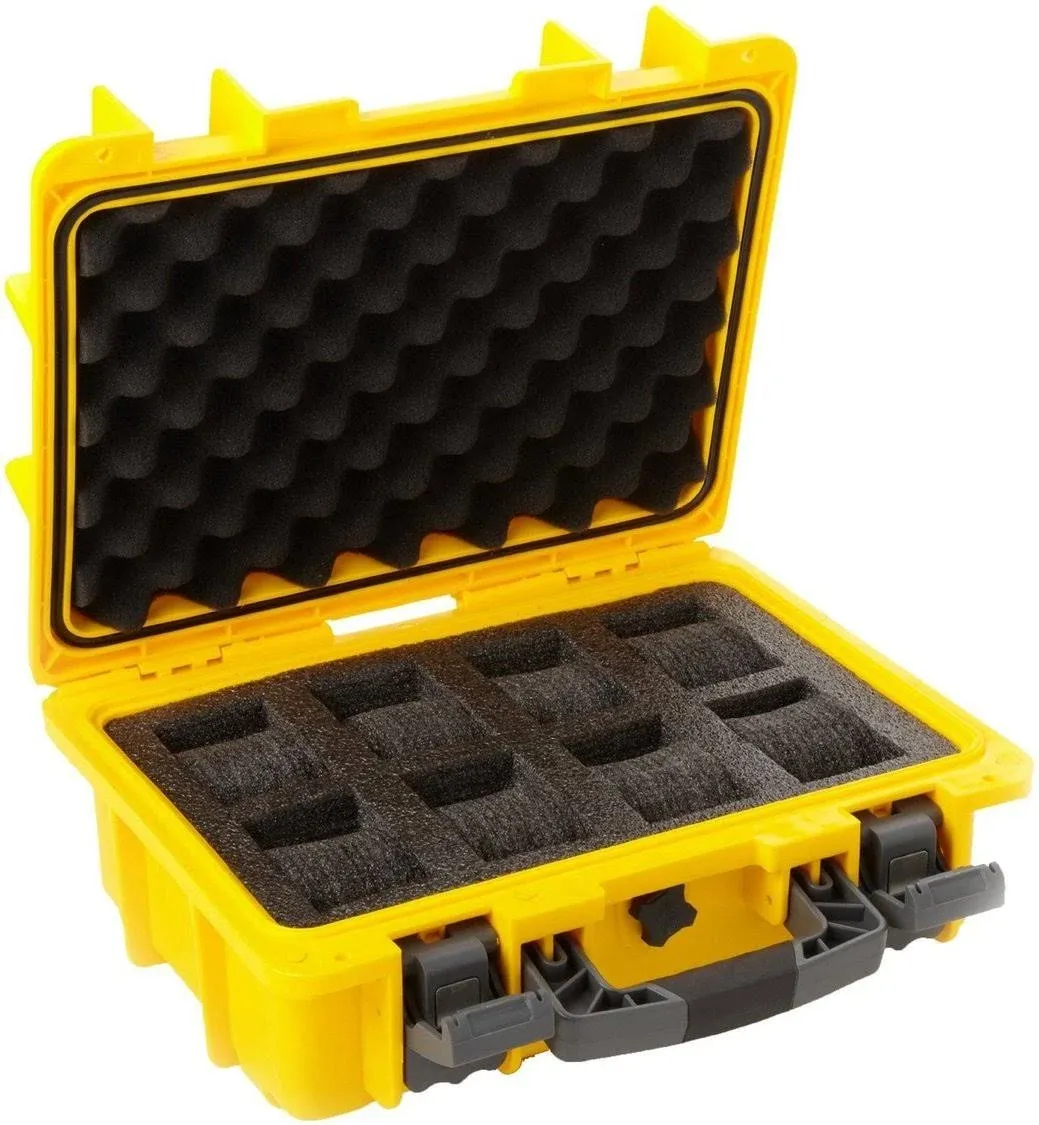 Invicta 8 Slot Impact Resistant Yellow Dive Storage Hard Waterproof Case Box VGC