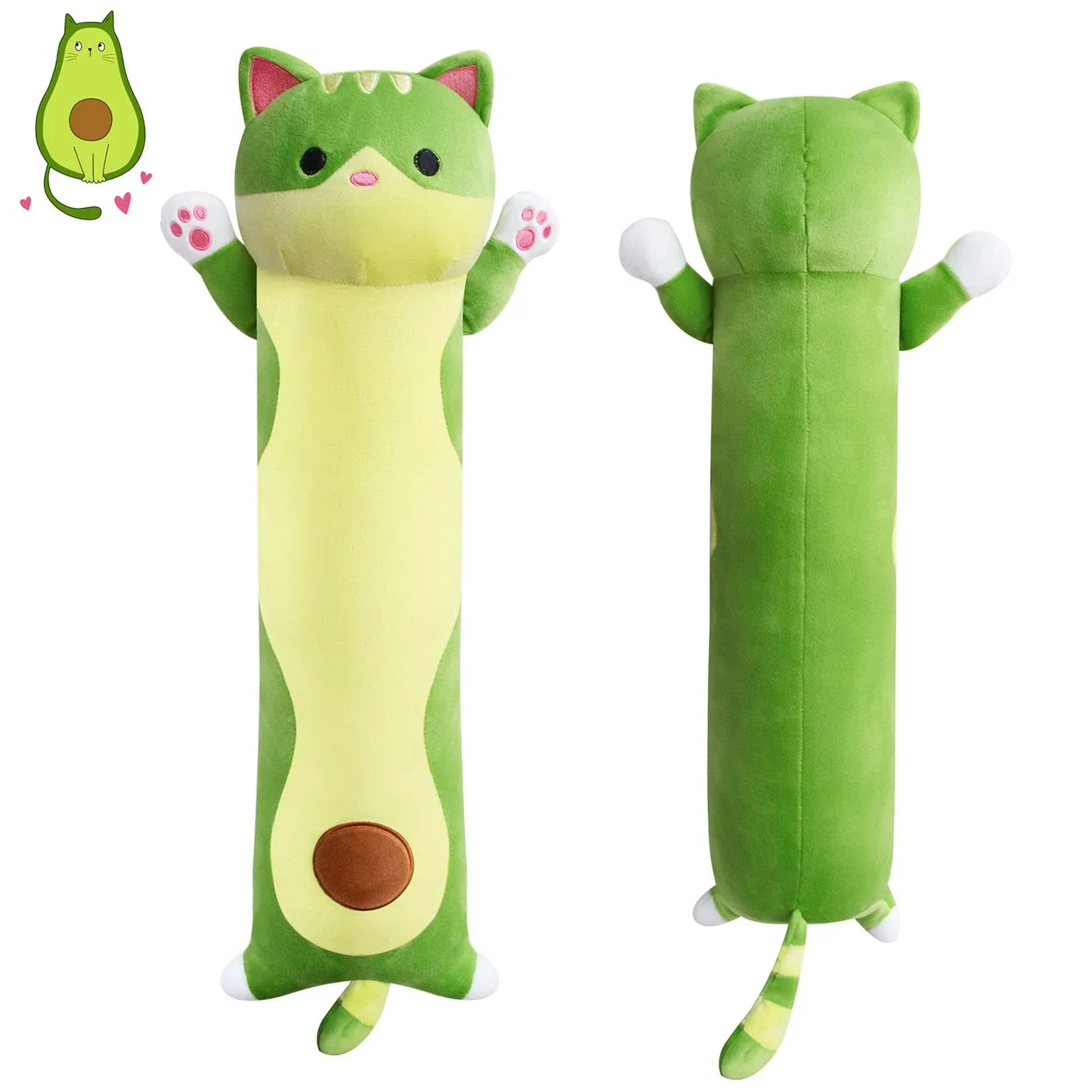 JEROKUMI Long Cat Plush Boby Pillow - 22" Long Avocado Cat Plush Toy, Cute Long ...