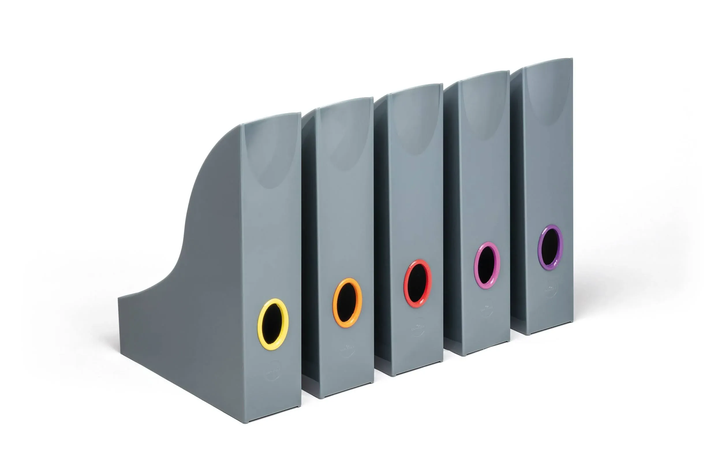 Durable Varicolor Plastic Magazine Racks, Gray/Multicolor, 5/Pack (770657)