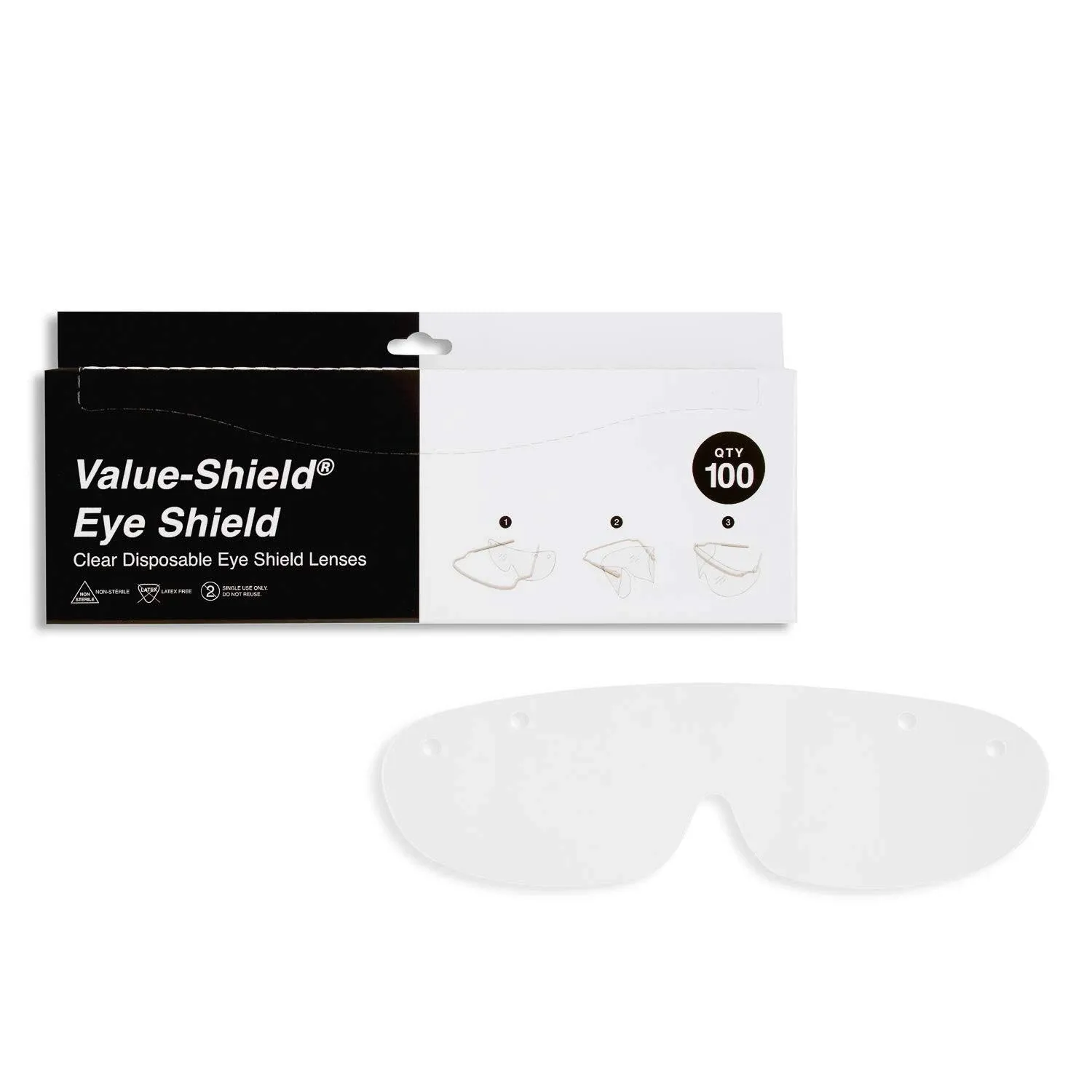 Disposable Medical/Dental Eye Shield Lenses | Splash and Splatter Protection | Physicians, Surgery, Clinics, Dentists, Hygienists | 100 Lenses Per Box