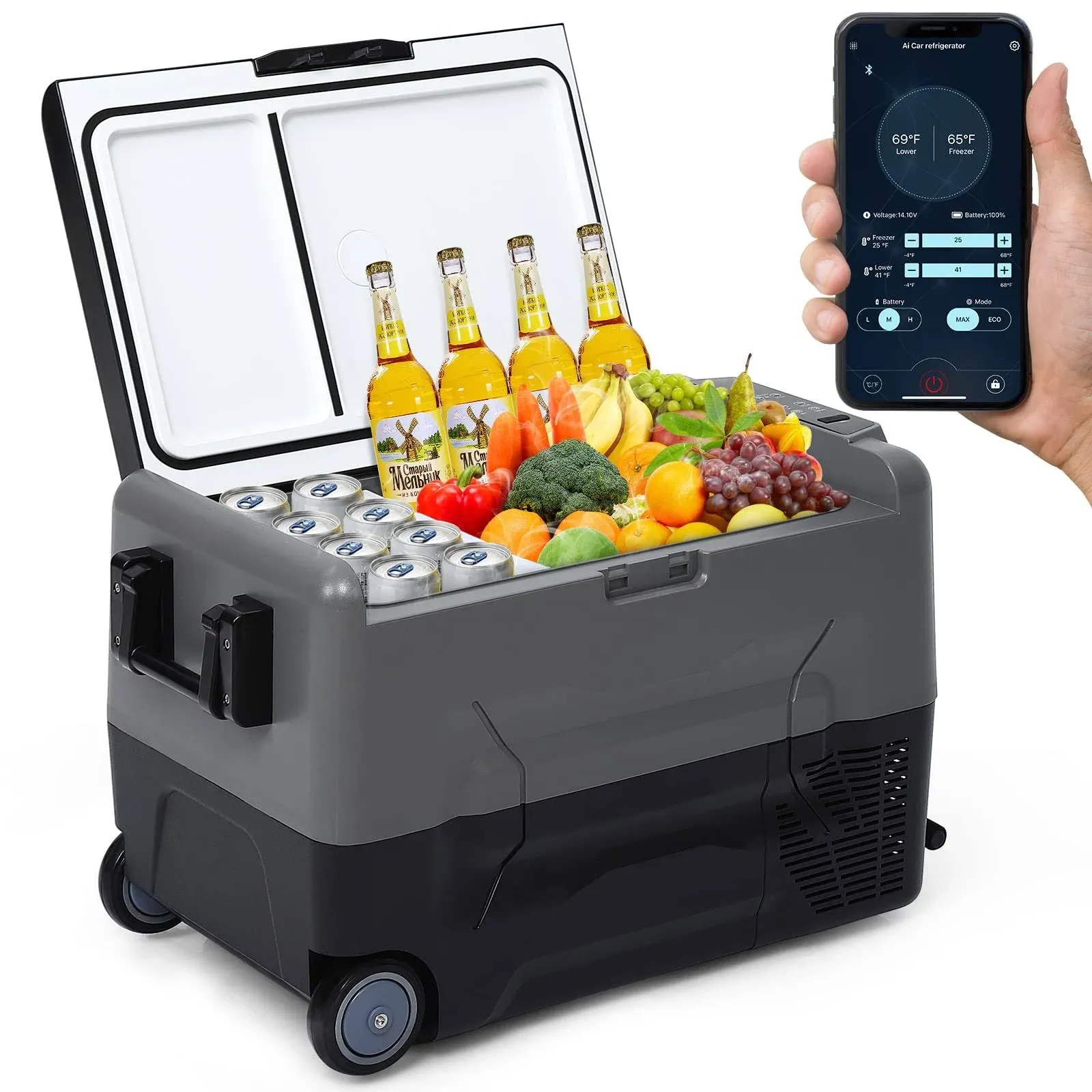 2023 Car Refrigerator, Portable Freezer with 12/24V DC & 110-240V AC, RV Car ...