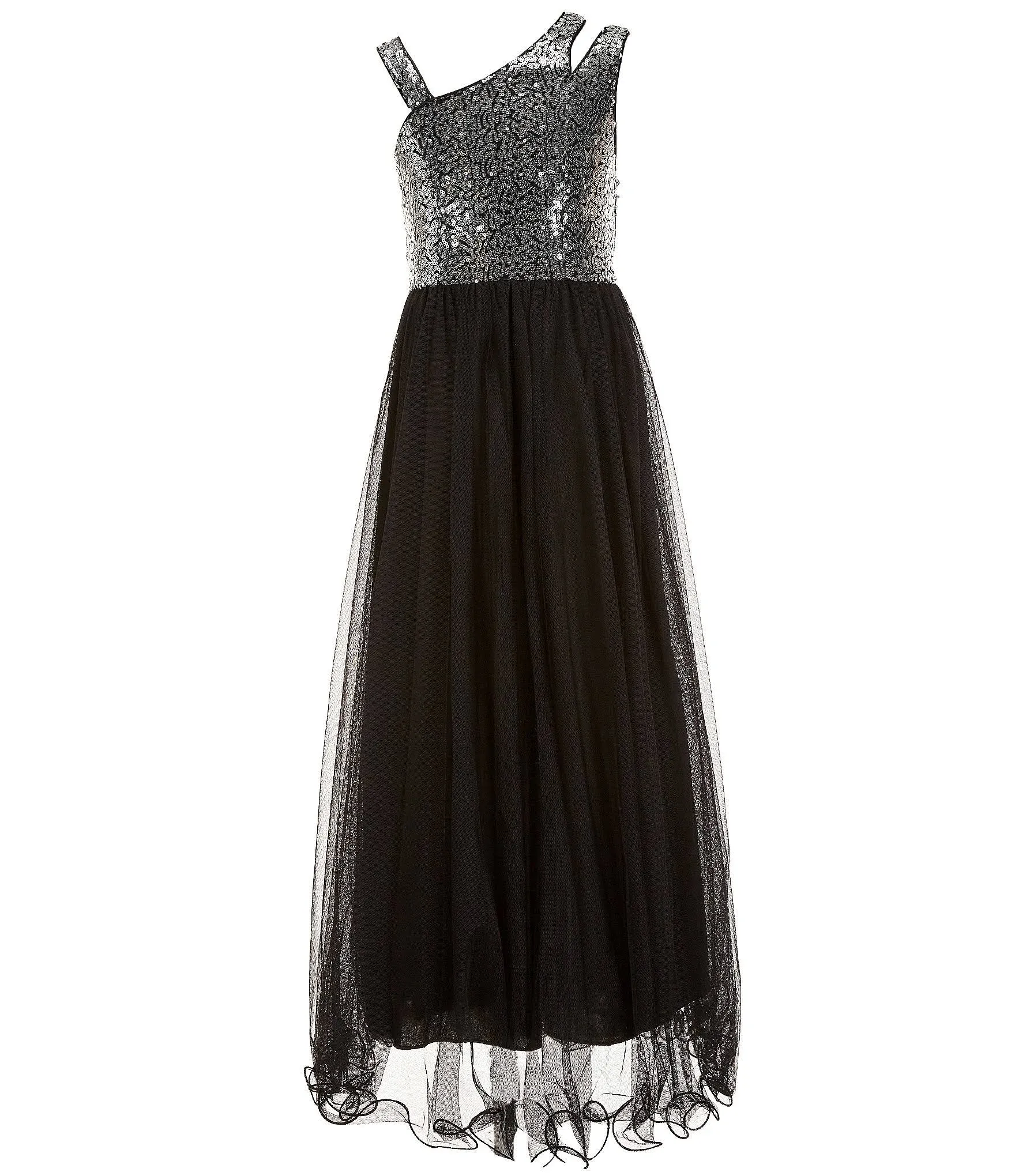 Speechless Girls' Sleeveless Sequin and Mesh Maxi Party Dress