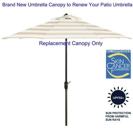 11ft Patio Umbrella Replacement Canopy Market Umbrella Top Outdoor Umbrella Canopy with 8 Ribs