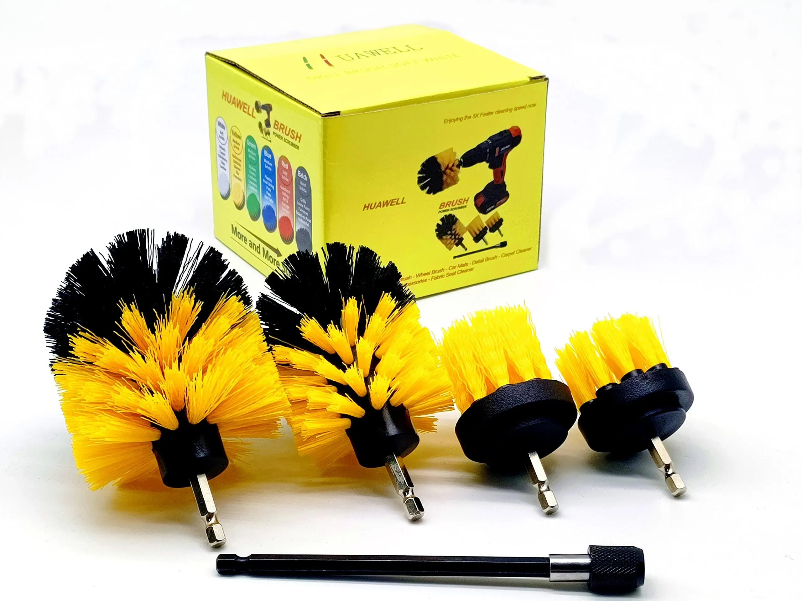 5 Pack Drill Brush Car Detailing Kit Power Scrubber Set for Car Cleaning