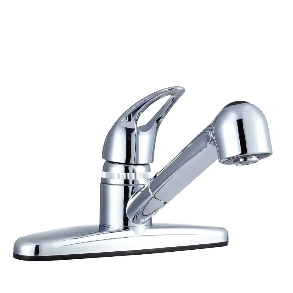 Dura Faucet DF-PK100-CP RV Non-Metallic Pull-Out Kitchen Sink Faucet - Single Handle (Chrome)