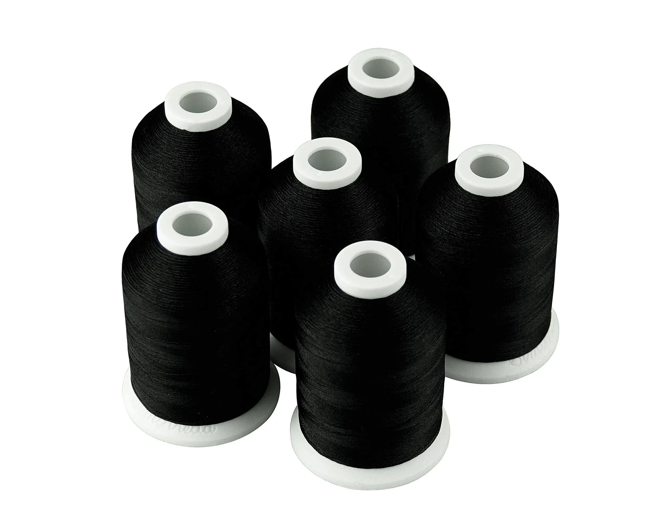 Simthread 6 Black 1000M(1100Y) Polyester Machine Embroidery Threads for Brother ...