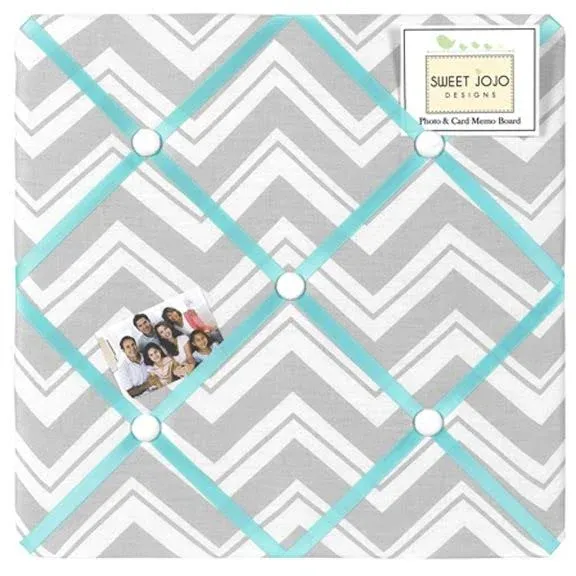 Sweet Jojo Designs Zig-Zag Fabric Memo Board, Turquoise/Gray