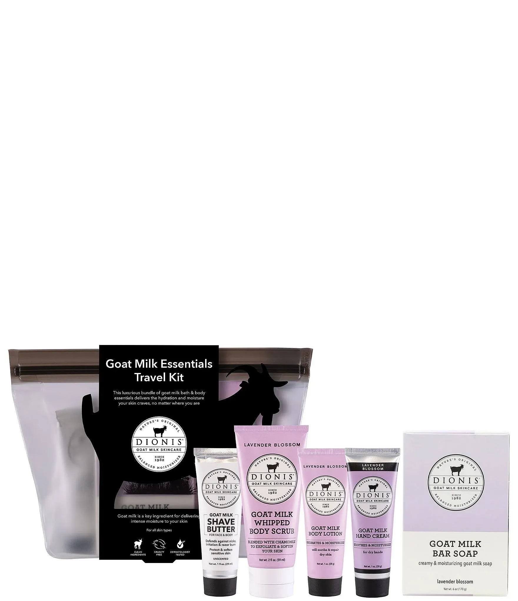 Dionis Goat Milk Essentials Travel Kit - Lavender Blossom