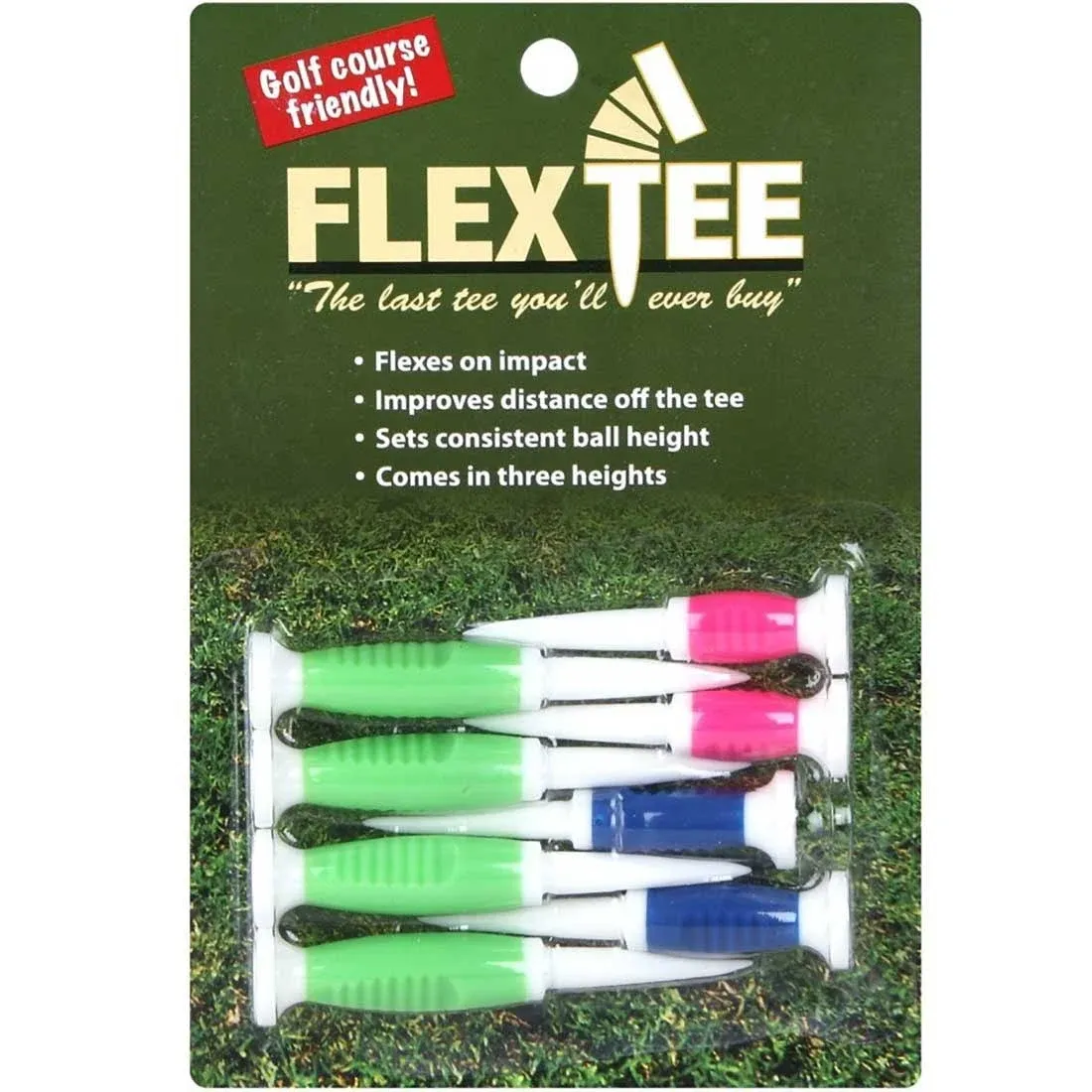 FlexTee Flexible Golf Tees (8 Pack), Florescent Green/Blue/Pink