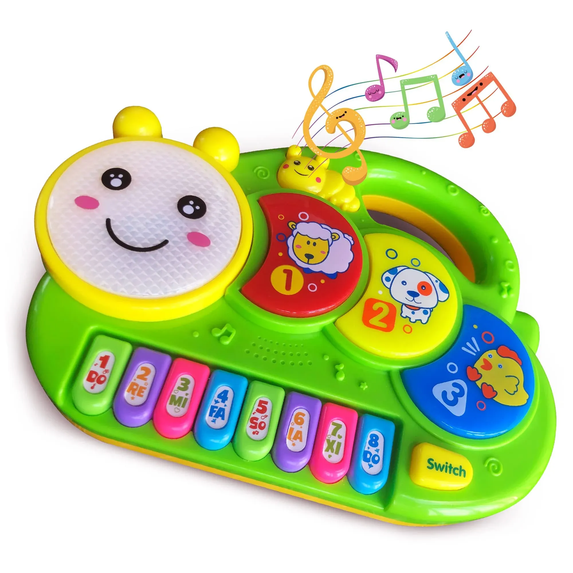 AMINFUN Baby Piano Toy, Caterpillar Piano Keyboard Light Up Sound Musical Toy ...