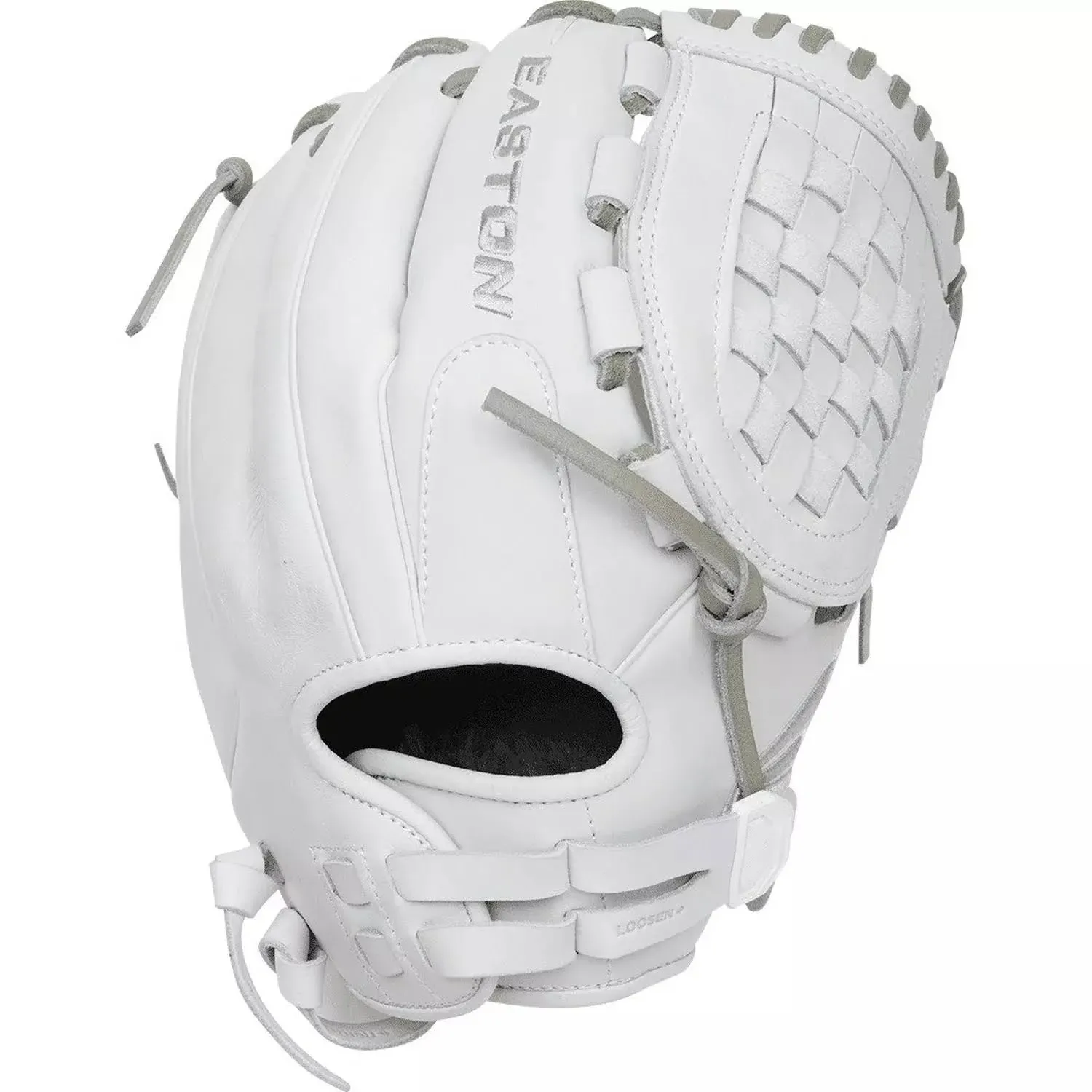 Easton | PROFESSIONAL COLLECTION Fastpitch Softball Glove | Right Hand Throw | 12.5" - Basket Web | White/Grey