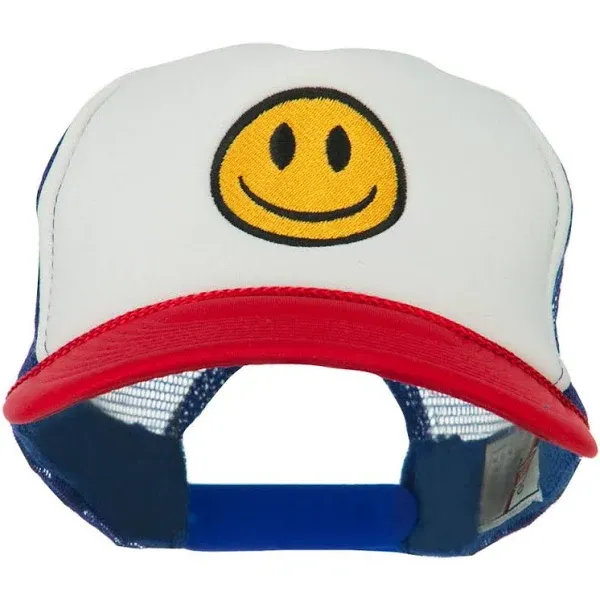 Smile Face Embroidered Foam Mesh Back Cap