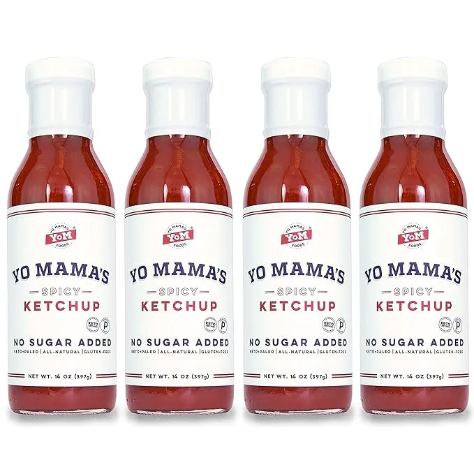 Yo Mama's Foods Keto Spicy Ketchup – Pack of (4) - No Sugar Added, Low Carb ...