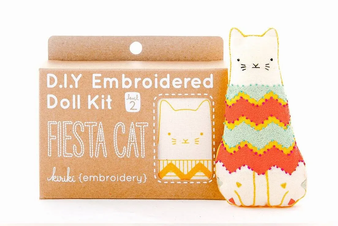 DIY Embroidered Doll Kit (Fiesta Cat - Level 2)