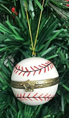 BW Brands Hinged Porcelain Surprise Christmas Ornaments (Baseball)