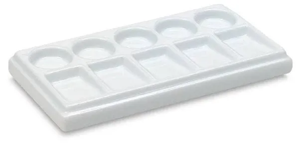 Jack Richeson JACK-420705 5-Round and 5-Slant Porcelain Palette Mixing Tray